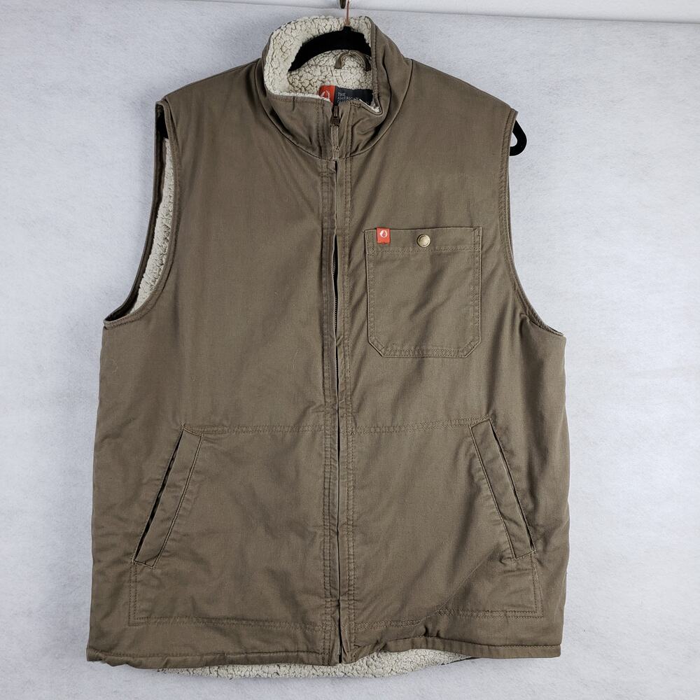 The American Outdoorsman Mens L Sherpa Lined Utility Vest Outdoor Workwear Layer